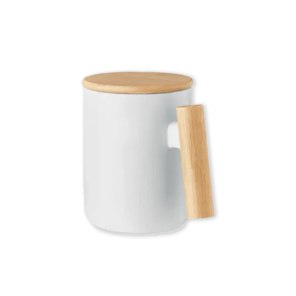 Black mug with bamboo lid & handle Printing