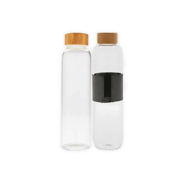 glass bottle with bamboo lid Printing